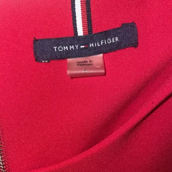 Tommy Hilfiger Red Cold-Shoulder Sheath Dress Size 6 Zipper Back - Picture 5 of 6